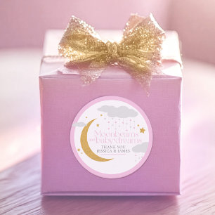 Mondstrahlen und Babytträume Baby Shower Pink Dank Runder Aufkleber