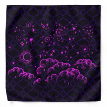 "Mondund Sterne" Bandana-Marokkaner (PK/BLK/PUR)