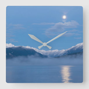 Monduntergang   Seabeck, Washington Quadratische Wanduhr