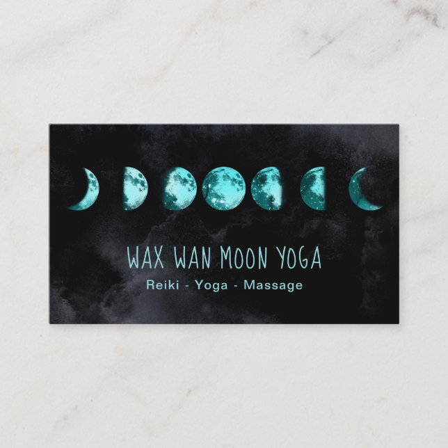 *~* Mondwachs Wan Full TURQUOISE BLUE Moon Phasing Visitenkarte (Vorderseite)