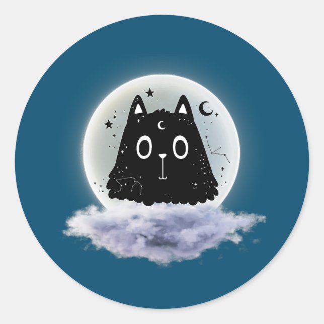 Mondwolken und Katzen-Astrologie Heide Göttin Runder Aufkleber (Vorderseite)