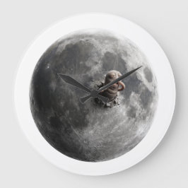 Mondwurm Surreal Vollmond Weltraum Kunst Große Wanduhr