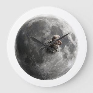 Mondwurm Surreal Vollmond Weltraum Kunst Große Wanduhr