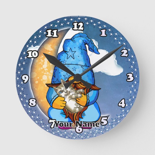 Mondzwerg Runde Wanduhr (Vorderseite)