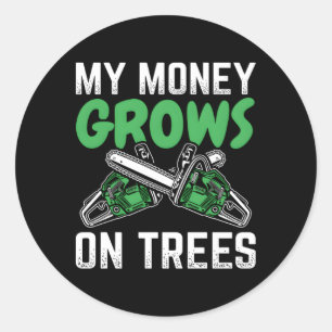 Mone wächst auf Baum-Baum Baum Baum Arborist Runder Aufkleber