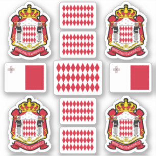 Monegassische Staatssymbole / Wappen und Flagge Aufkleber