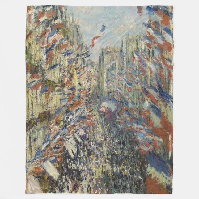 Monet 1878 Rue Montorgueil in Paris Fleecedecke (Vorderseite)
