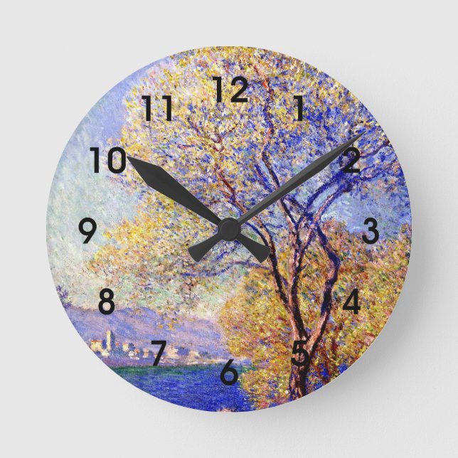 Monet - Antibes aus den Salis Gardens gesehen, Runde Wanduhr (Vorderseite)