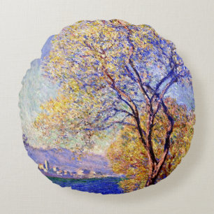 Monet - Antibes aus den Salis Gardens gesehen, Rundes Kissen