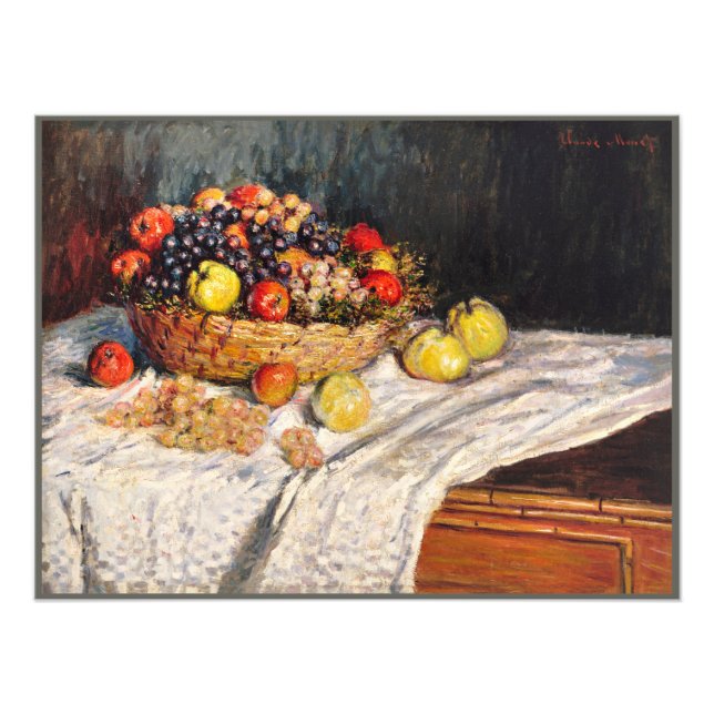 Monet - Äpfel und Trauben, Stillleben Malerei Fotodruck (Vorne)