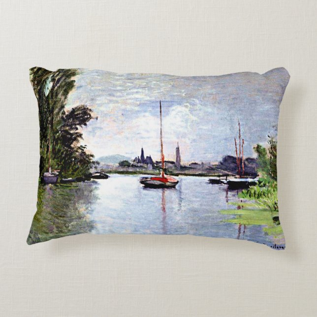 Monet - Argenteuil, aus dem kleinen Arm der Seine  Dekokissen (Rückseite)