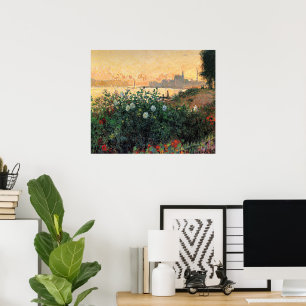Monet - Argenteuil, Blumen am Flussufer Poster