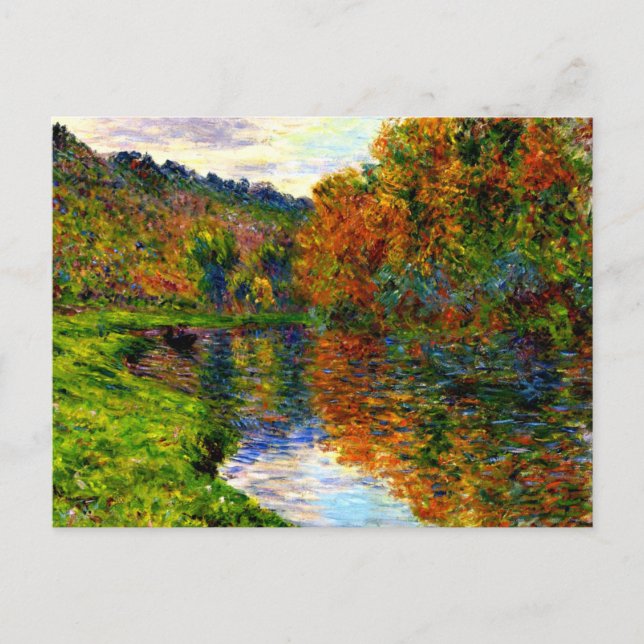 Monet - Arm des Jeufosse, Herbst, Feiertagspostkarte (Vorderseite)