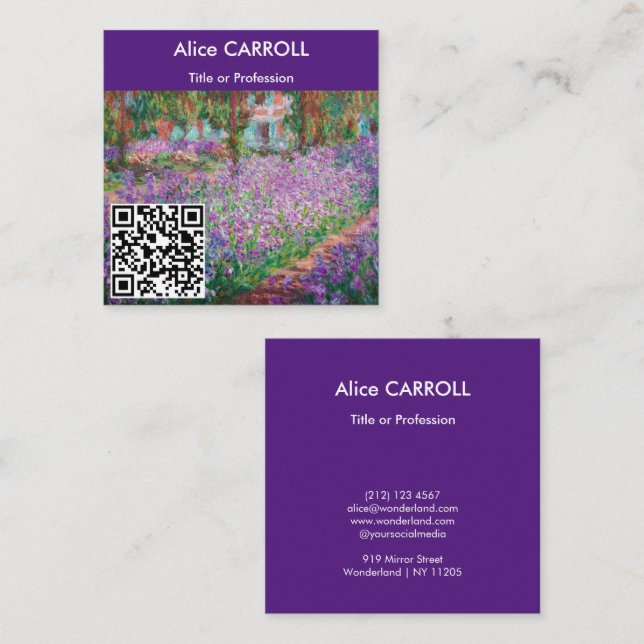 Monet - Artist's Garden at Giverny - QR Code Quadratische Visitenkarte (Vorne/Hinten)