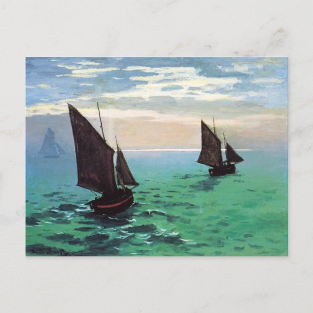 Monet Bateaux de pêche en mer Carte postale (Devant)
