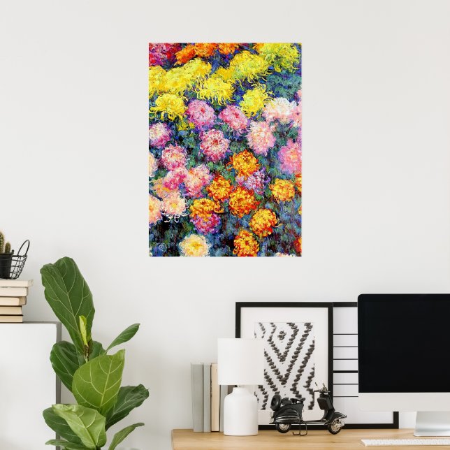 Monet - Bett von Chrysanthemas, Poster (Heimbüro)