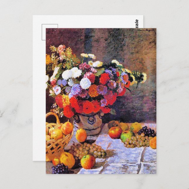 Monet - Blume und Obst Postkarte (Vorne/Hinten)