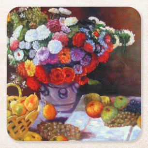 Monet Blume und Obst Rechteckiger Pappuntersetzer