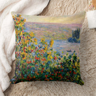 Monet - Blumenbeete in Vetheuil Kissen