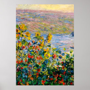 Monet - Blumenbeete in Vetheuil Poster