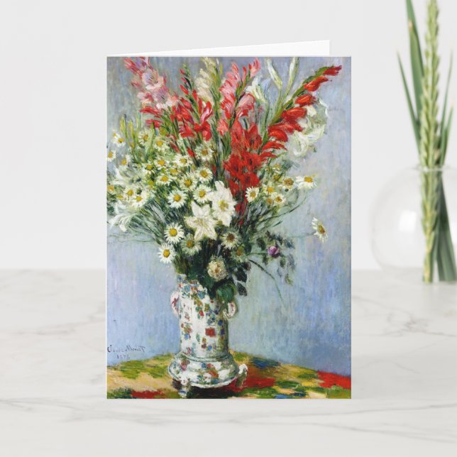 MONET Blumenstrauß der Gladiolas Gruß-Karte Karte (Vorderseite)