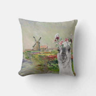 Monet Champ Tulipes und der Extravagante Llama Kissen