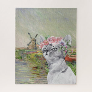 Monet Champ Tulipes und Extravagante Katze