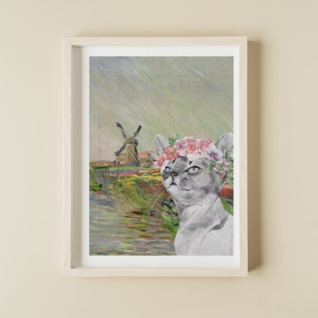 Monet Champ Tulipes und Extravagante Katze Poster (Von Creator hochgeladen)