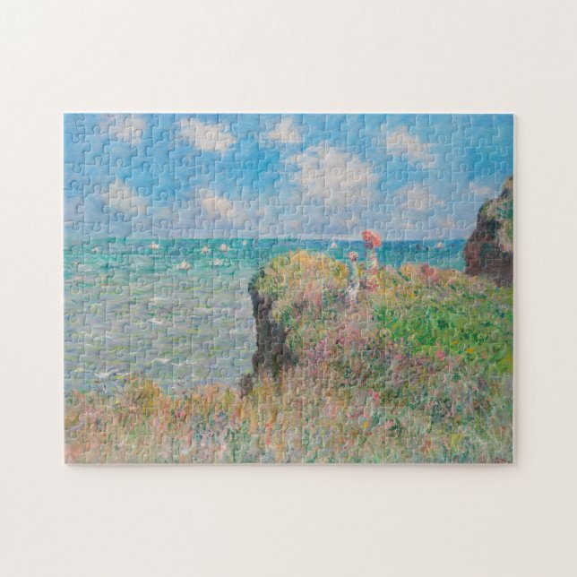 Monet Cliff Walk bei Pourvil Impressionist Malerei (Horizontal)