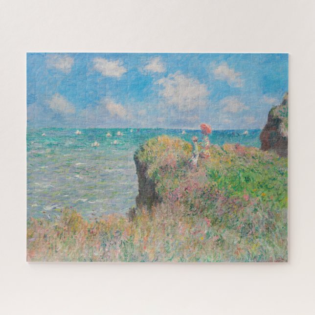 Monet Cliff Walk bei Pourvil Impressionist Malerei (Horizontal)