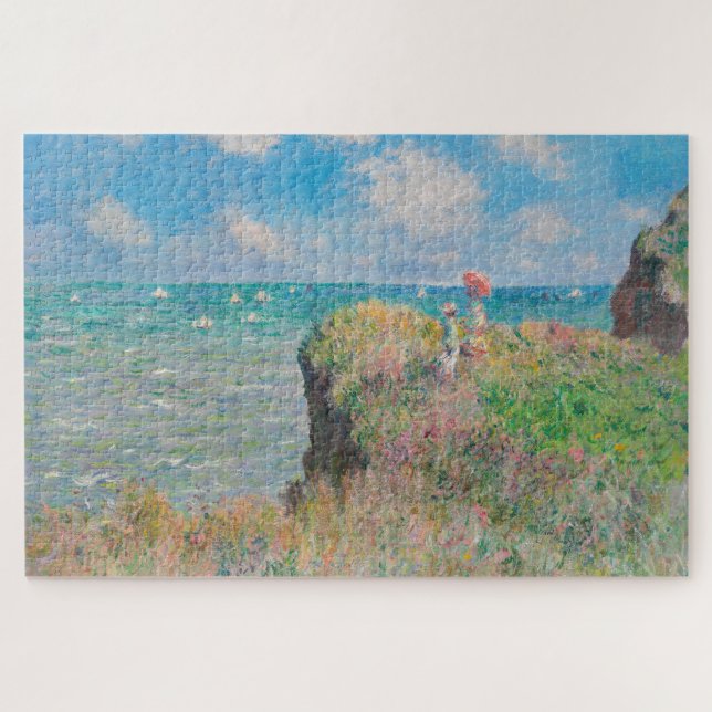 Monet Cliff Walk bei Pourvil Impressionist Malerei (Horizontal)