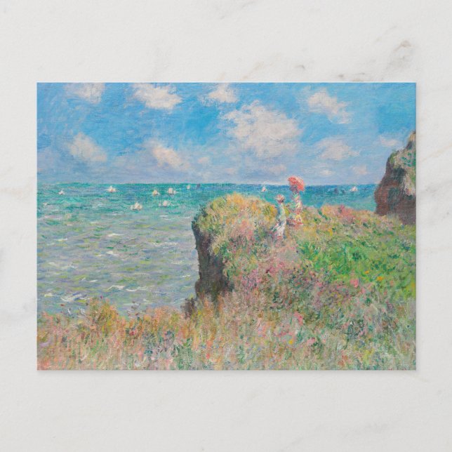 Monet Cliff Walk bei Pourvil Impressionist Malerei Postkarte (Vorderseite)