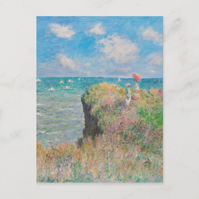 Monet Cliff Walk bei Pourvil Impressionist Malerei Postkarte (Vorderseite)