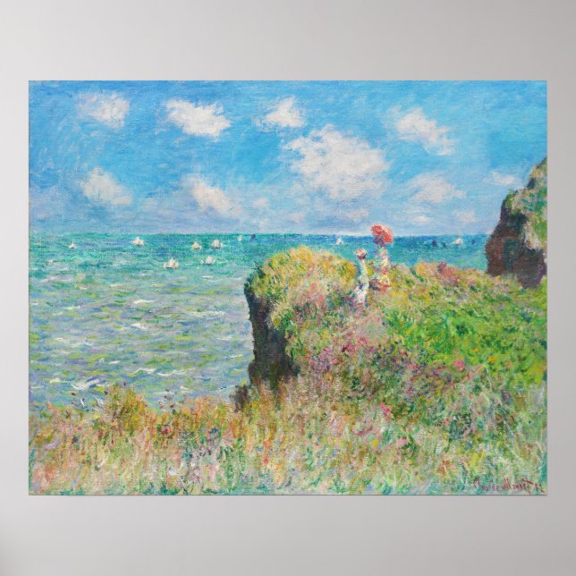 Monet Cliff Walk bei Pourville Poster (Vorne)