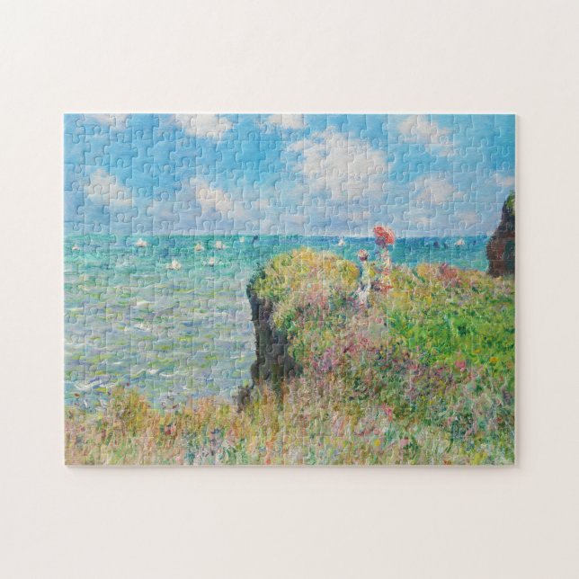 Monet Cliff Wanderung im Puzzle Pourville (Horizontal)