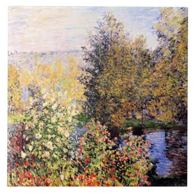 Monet - Der Garten von Hoschede am Montgeron Fliese (Vorderseite)