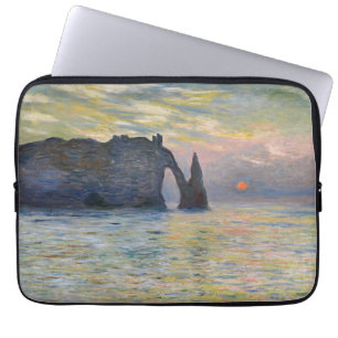 Monet - Der Manneport, Klippe bei Etretat, Sonnenu Laptopschutzhülle
