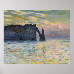 Monet - Der Manneport, Klippe bei Etretat, Sonnenu Poster