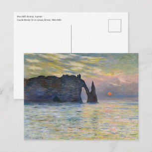 Monet - Der Manneport, Klippe bei Etretat, Sonnenu Postkarte