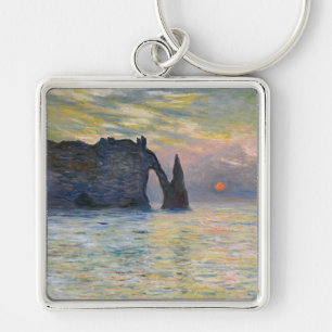 Monet - Der Manneport, Klippe bei Etretat, Sonnenu Schlüsselanhänger