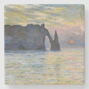Monet - Der Manneport, Klippe bei Etretat, Sonnenu Steinuntersetzer