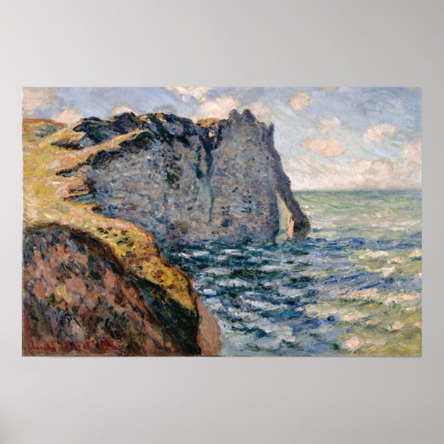 Monet - Die Klippe des Aval Etretat Poster (Vorne)
