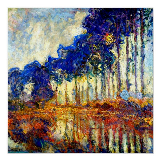 Monet - Die Poplars im Herbst Poster (Vorderseite)