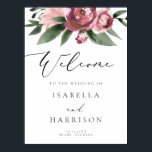 MONET | Dusty Rose Blush Floral Wedding Willkommen Poster<br><div class="desc">Dieses Begrüßungsschild besticht durch staubige,  rosa Aquarellblumen in der Rose und einen eleganten Schriftart. Dieses Begrüßungspposter ist die perfekte Ergänzung zu Ihrem romantischen Anlass</div>