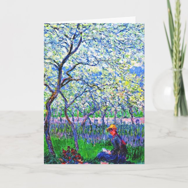 Monet - Ein Orchard im Frühling Karte (Vorderseite)