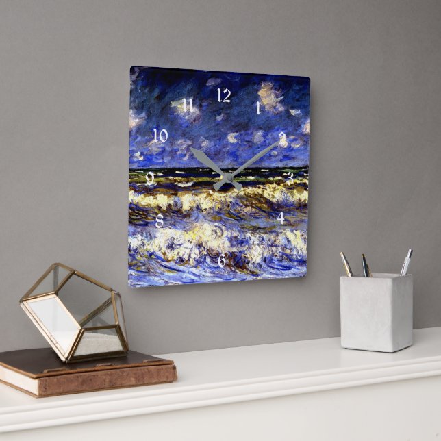 Monet - Ein stürmisches Meer Quadratische Wanduhr (Büro)