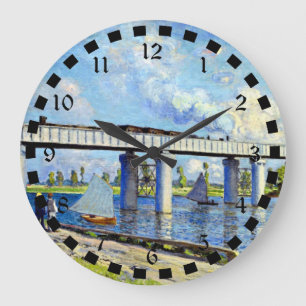 Monet - Eisenbahnbrücke bei Argenteuill Große Wanduhr