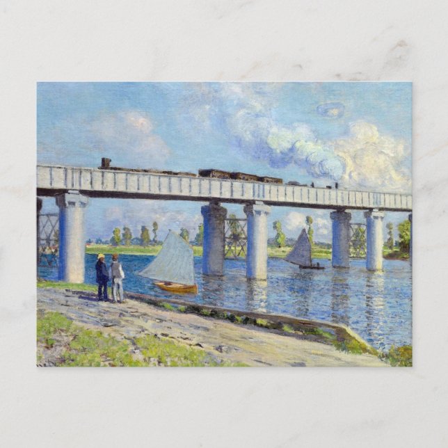 Monet - Eisenbahnbrücke in Argenteuil Postkarte (Vorderseite)