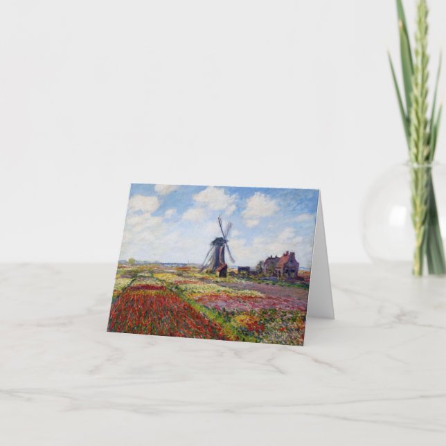 Monet Feld der Tulpen mit Karte (Vorderseite)