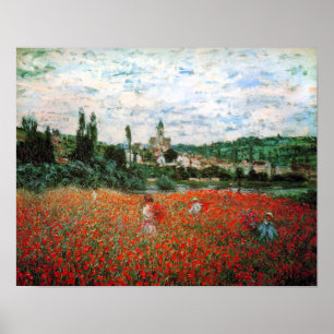 Monet Field of Red Poppies Poster